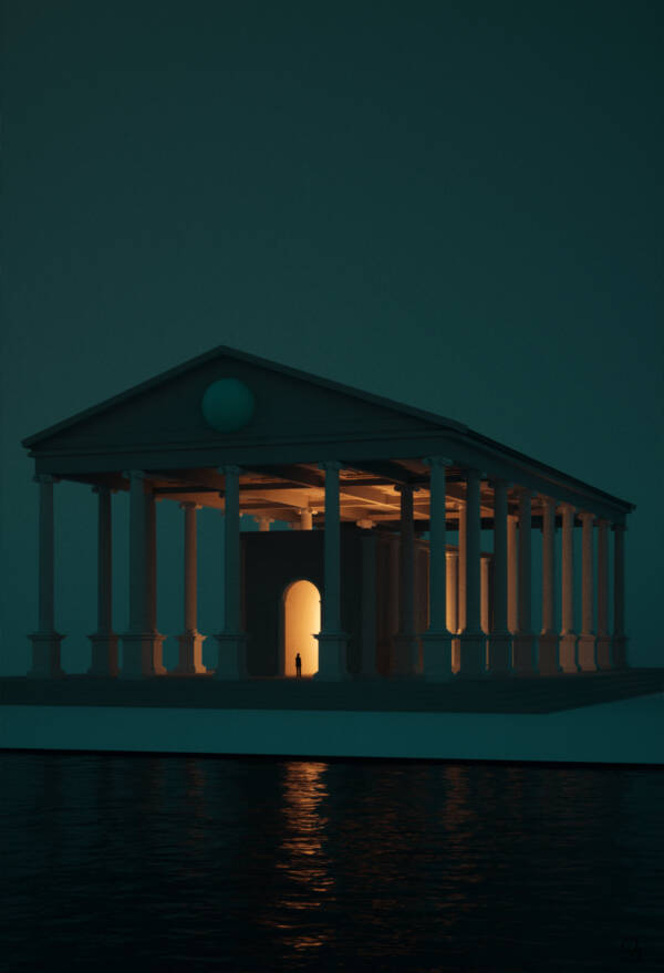 imagen de Encuentro, templo grecorromano sobre fondo neutro